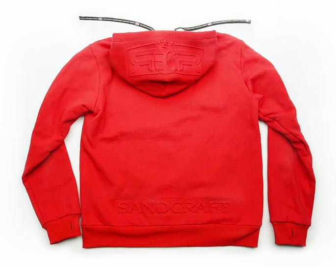 Blackwater Embossed & Lined Hoodie - Red - Image 4