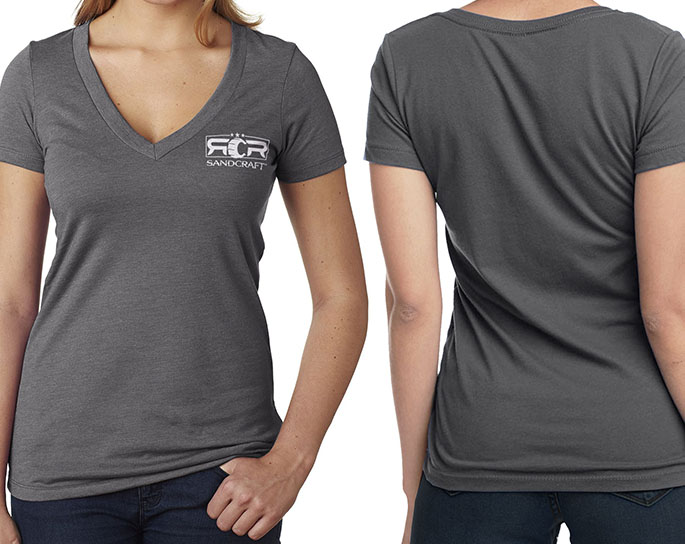 SANDCRAFT Womens V Neck Tshirt - Dark Grey